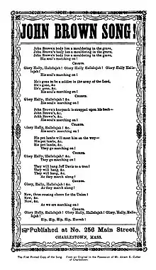 Original publication of the text of the John Brown Song from 1861: 373 