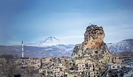 View of Sivrikaya castle in centre of Ortahisar