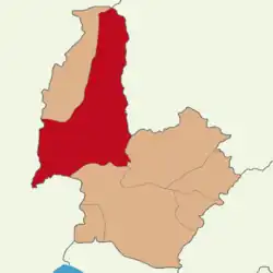 Map showing Kadirli District in Osmaniye Province