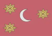 Crescent flag reported during the war with Austria in 1788. This is the reverse side; the horns of the crescent are therefore pointing towards the hoist (the inverse of the later national flag).