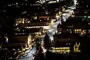 Main Street at night, with Beaumont Hotel in foreground