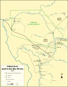 Topographical map showing rivers and belligerent positions.