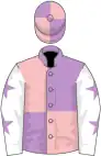 Mauve and pink (quartered), white sleeves, mauve stars