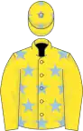 Yellow, light blue stars on body and cap