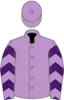 Mauve, purple chevrons on sleeves