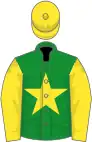 Green, yellow star, sleeves and cap