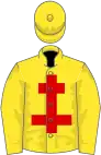 Yellow, red cross of lorraine, yellow sleeves, yellow cap