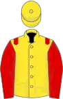 Yellow, red epaulettes and sleeves, yellow cap