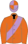 Orange, Mauve sash, Mauve and Orange quartered cap