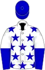 White, blue stars, halved sleeves, blue cap