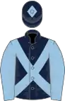 Dark blue, light blue cross-belts and sleeves, light blue diamond on cap