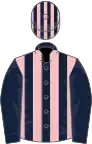 Dark blue and pink stripes, dark blue sleeves