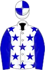 White, blue stars and sleeves, quartered cap