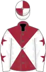 Maroon and white diabolo, white sleeves, maroon stars, quartered cap