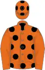 Orange, black spots on body and cap