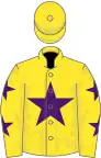 Yellow, purple star, stars on sleeves