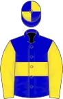 Blue, yellow hoop and sleeves, quartered cap