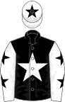 Black, white star, white sleeves, black stars, white cap, black star