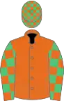 Orange, Emerald Green check sleeves and cap