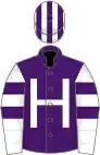 Mauve, white 'H', white sleeves, mauve armlets, striped cap