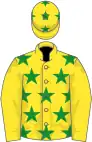 Yellow, green stars on body and cap