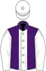 Purple, white stripe, sleeves and cap