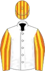 White, orange and yellow striped sleeves and cap