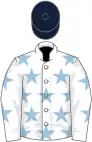 White, light blue stars, dark blue Cap