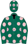 Dark green, pink spots