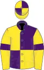 Yellow and purple quartered, yellow sleeves, purple armlets, quartered cap