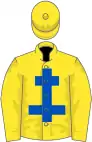 Yellow, royal blue cross of lorraine