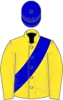 Yellow, blue sash and cap