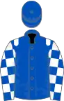 Royal blue, white epaulets, checked sleeves