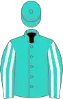 Turquoise, white stiped sleeves