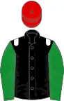 Black, white epaulets, green sleeves, red cap