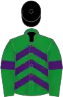 Green, purple chevrons and armlets, black cap