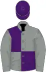 Grey and purple (quartered), grey sleeves, purple cap