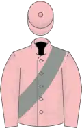 Pink, Grey sash, Pink sleeves and cap