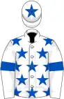 White, royal blue stars and armlets, star on cap