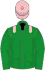 Green, pink epaulettes, green sleeves, pink cap