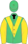 EMERALD GREEN, yellow chevron and sleeves, emerald green cap