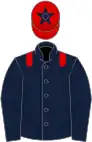 Dark blue, red epaulettes, red cap, dark blue star