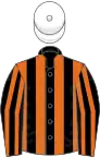 Black and orange stripes, white cap