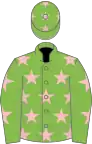 Light green, pink stars