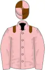 Rose, brown epaulettes, pink sleeves, pink cap, brown quartered