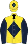 Yellow, dark blue diamond, sleeves and diamond on cap