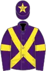 Purple, yellow cross belts, armlets and star on cap