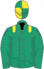 Emerald green, yellow epaulets, quartered cap