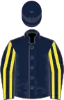 Dark blue, yellow striped sleeves