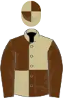 Beige and brown (quartered), brown sleeves